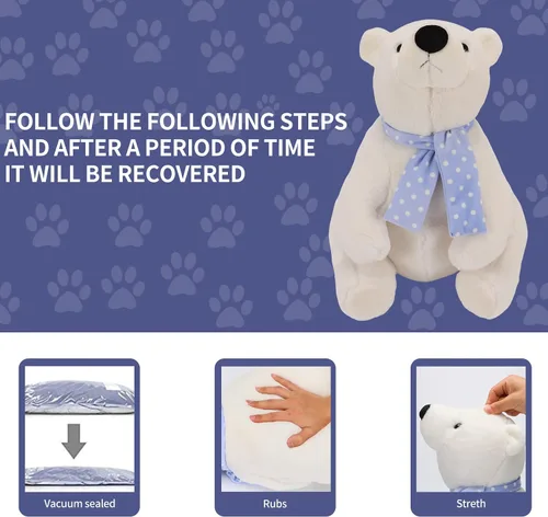 Miniatura 4 de Oso polar de peluche, 9.8 pulgadas, realista, súper suave, lindo oso polar con bufanda, lindo juguete de peluche Kawaii para niños, niños, familia