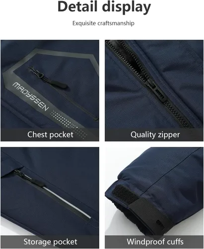 Miniatura 5 de Chaqueta de esquí impermeable y resistente al viento para hombre, abrigo de invierno con múltiples bolsillos, adecuada para el exterior