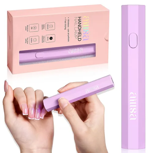 AILLSA Mini luz UV para uñas, lámpara LED de mano para uñas, pequeña lámpara de uñas de gel, portátil, de secado rápido, inalámbrica para regalo del