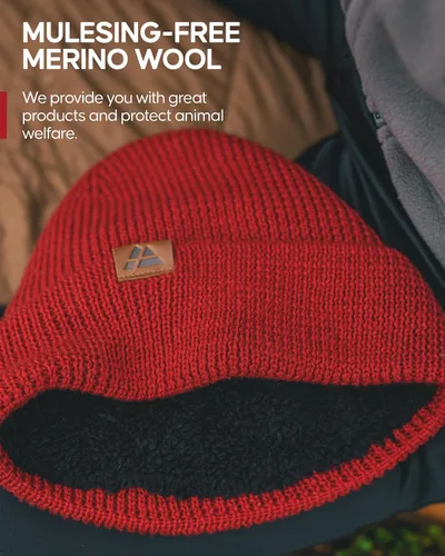 Miniatura 5 de DANISH ENDURANCE Gorro de lana merina, gorro de invierno con forro polar para hombre y mujer