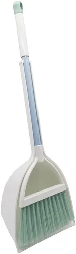 Mini Escoba con Recogedor para Niños, Pequeño Juego de Ayudante de Limpieza (Blanco+Verde)