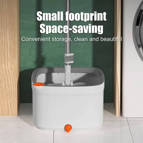 Miniatura 8 de Juego de trapeador giratorio y cubo con sistema de agua sucia y limpia de separación automática con cabezal de trapeador giratorio de 360°