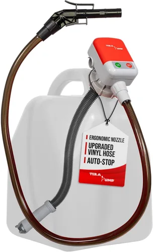 TERA PUMP Bomba de transferencia de combustible con protección contra desbordamiento de 5ª generación, combustible de gas más fácil, manguera de