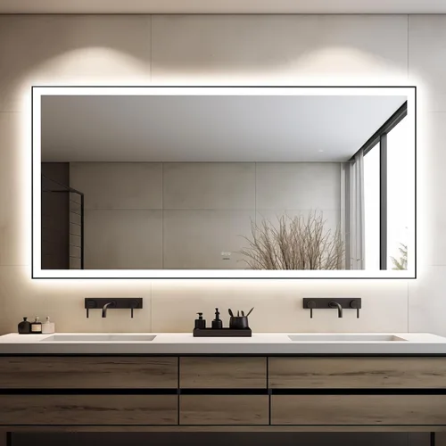 Miniatura 16 de Espejo de baño LED de 24 x 32 pulgadas con luces – antiniebla, regulable, retroiluminado e iluminado frontalmente, espejo de tocador iluminado