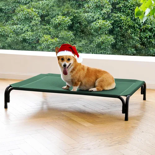 Miniatura 15 de Cama Elevada para Perros Catre Elevado para Perros al Aire Libre para Perros Medianos, la Instalación No Requiere Herramientas, Marco con Malla