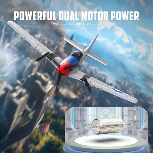 Miniatura 9 de VOLANTEXRC Avión RC de 3 canales con control remoto, avión de combate, juguetes, estabilizador de giro de 6 ejes a 2.4GHz, avión planeador RTF