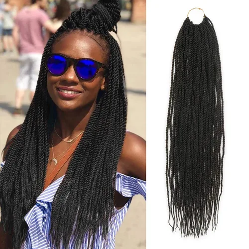 Miniatura 29 de AU-THEN-TIC Cabello senegalés con trenzas de ganchillo de 22 pulgadas, 6 paquetes de 40 mechones por paquete, extensiones de cabello de ganchillo