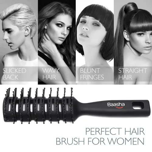 Miniatura 5 de Baasha Cepillo para el cabello, cepillo ventilado para secar con soplado, cepillo de pelo corto para hombre con cerdas con punta de bola, mejor