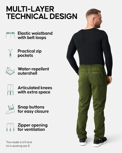 Miniatura 2 de DANISH ENDURANCE Pantalones de senderismo Softshell para hombre, repelente al agua, forro polar