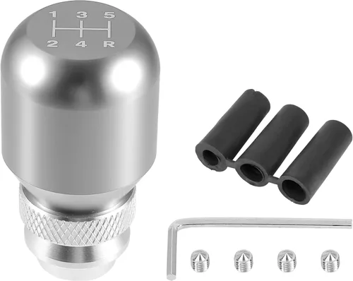 X AUTOHAUX 1 juego de 5 velocidades universal de coche ajustable pomo de palanca de cambios de aleación de aluminio tono plateado para la mayoría de