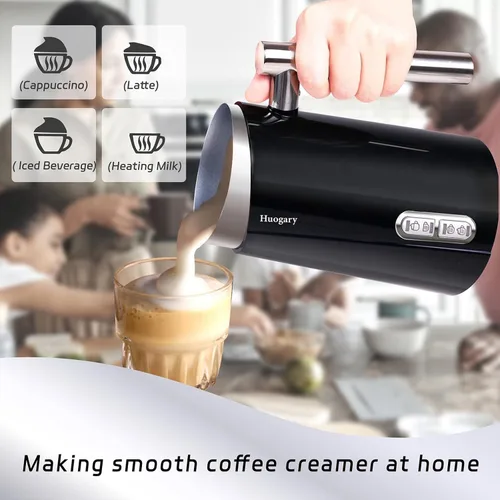 Miniatura 2 de Espumador de leche Huogary, vaporizador eléctrico 4 en 1, espumador automático de leche caliente y fría, calentador de leche para café, café