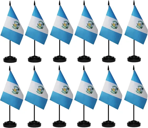 Miniatura 22 de Banderas de México - Juego de banderas mexicanas de escritorio, pequeña bandera de mesa de México con poste negro de 13 pulgadas, base negra y parte