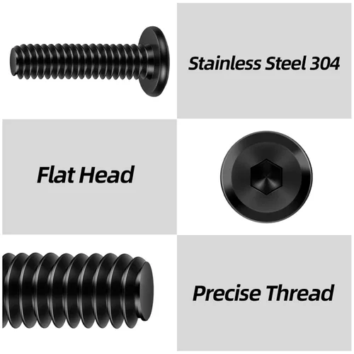 Miniatura 4 de Tornillos de cabeza plana de 1/4-20 x 1-1/4 pulgadas, tornillos de conector avellanados, acero inoxidable 18-8 (304), óxido negro, totalmente