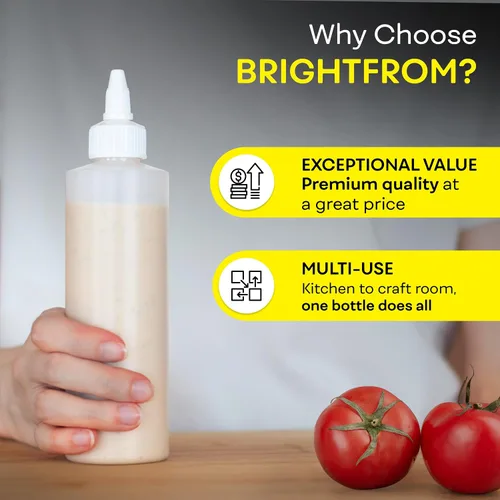 Miniatura 6 de BRIGHTFROM Botellas exprimibles para condimentos, botella vacía de 8 onzas con tapa superior giratoria, a prueba de fugas, ideal para salsa