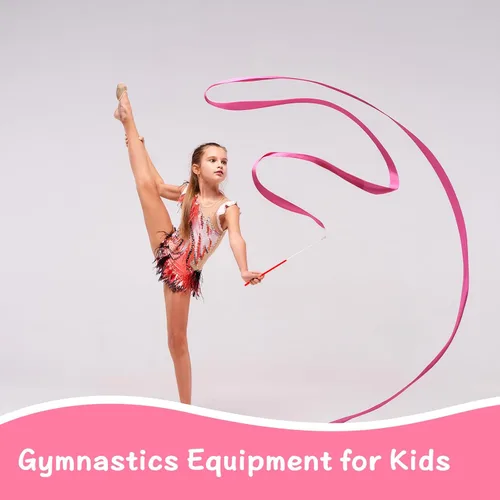 Miniatura 5 de YGEOMER 12 cintas de baile, varitas de gimnasia arcoíris para niños bailarines, bastones giratorios para baile artístico, espectáculos de talentos