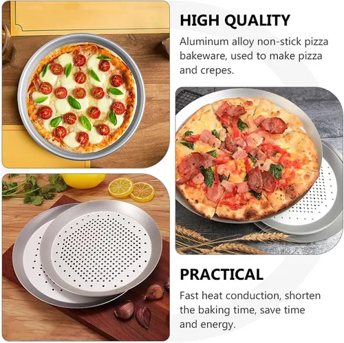 Miniatura 9 de DOITOOL Bandeja calefactora para pizza, bandeja perforada para pizza de 6 pulgadas, redonda para hornear, antiadherente, aleación de aluminio