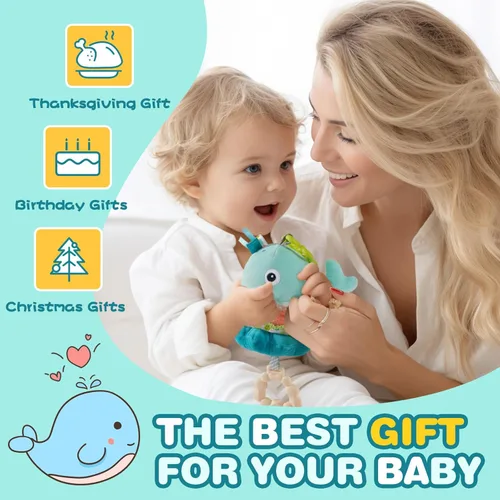 Miniatura 6 de Jollybaby Juguetes musicales para bebé con cuerda para tirar y colgar para cochecito, asiento de coche, cuna, gimnasio de juego, juguete de ballena