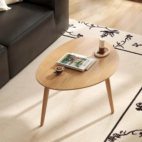 Miniatura 10 de Small Oval Coffee Table, Mid Century Modern Coffee Table for Living Room, 100% Solid Oak Wood Side Table End Tables for Home