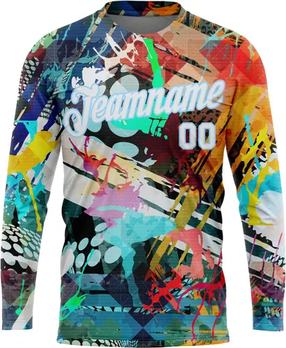 Miniatura 35 de Camisetas de manga larga para hombre, diseño de hip hop, estampado gráfico, informal, manga larga, graffiti, teñido anudado, camiseta