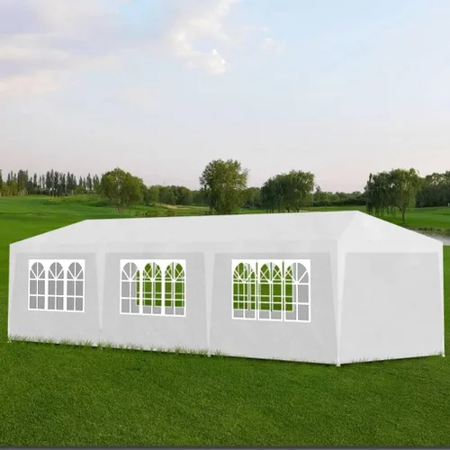 Miniatura 9 de Toldo desplegable, toldo con paredes laterales, kiosco para parrilla, tienda de campaña de 9 pies 10 pulgadas x 9 pies 10 pulgadas, color blanco