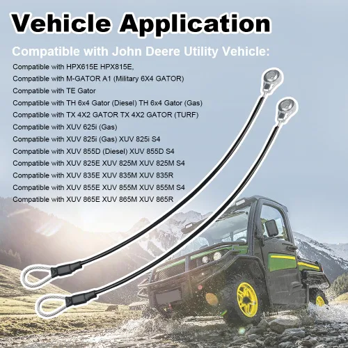 Miniatura 3 de WMPHE Cables de repuesto para portón trasero M159508 compatibles con John Deere Gator M TE TH 6x4 TX XUV HPX615E HPX815E XUV865R XUV825E (2 piezas)
