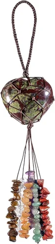 Miniatura 9 de moonsix Adorno colgante de piedra hecho a mano en forma de corazón para espejo retrovisor del automóvil, decoración de cristal curativo para oficina