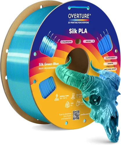 Miniatura 45 de OVERTURE - Paquete de filamento de seda PLA, sin obstrucciones, brillante, filamento metálico brillante para impresora 3D, carrete de 1 kg * 4