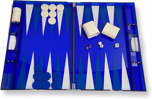 Miniatura 5 de Lucite - Juego de backgammon acrílico de 18 pulgadas, tablero y piezas prémium (negro/rojo)