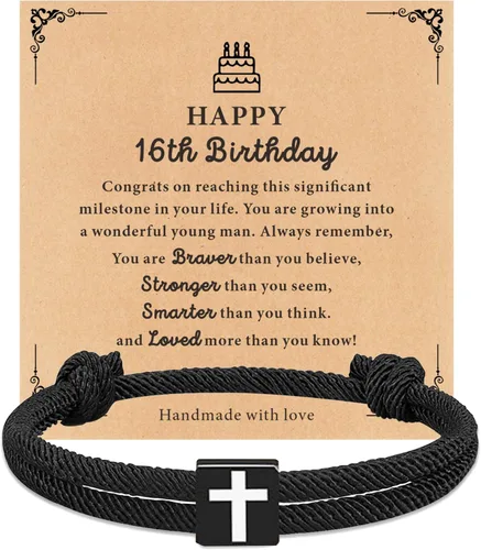 Miniatura 13 de TAGOMEI Regalos navideños para adolescentes, niños, regalos de Navidad para él, hijo, niños, nietos, hombres, pulsera de cruz para adolescentes