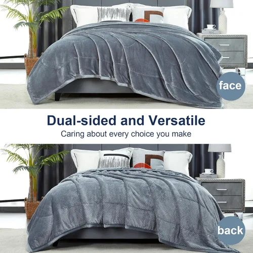 Miniatura 2 de DREAMNINE Manta grande y gruesa de 3 capas de franela suave tamaño Queen para cama de 90 x 90 pulgadas, manta de terciopelo mullido y cálida de lujo