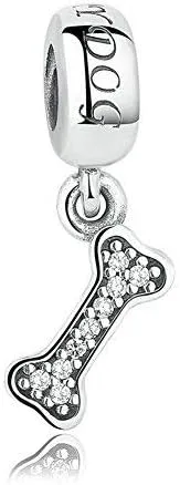 Miniatura 2 de Dije de hueso de perro de plata de ley 925 con diseño de pata de perro apto para pulseras