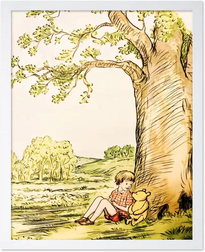 Miniatura 29 de Poster Master Póster de ilustración vintage, impresión de paisaje retro, regalo para bebé, niño, mapa de madera de 100 acres, oso, cerdo, animal