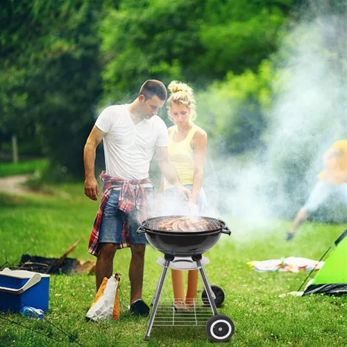 Miniatura 2 de Parrilla de carbón de 18 pulgadas con ruedas para cocinar al aire libre, barbacoa, barbacoa, hervidor de carbón, parrilla portátil, resistente