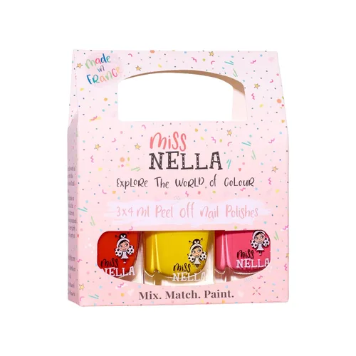MISS NELLA Peel Off - Juego de esmaltes de uñas, fórmula a base de agua, 3 colores, 0.1 fl oz cada uno, no tóxico, fabricado en Francia