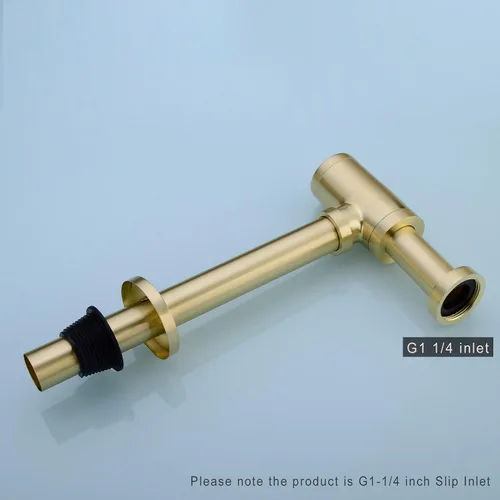 Miniatura 4 de Trampa redonda de latón para botella P, kit de tubo de drenaje de trampa de desechos para lavabo, altura ajustable, acabado dorado cepillado
