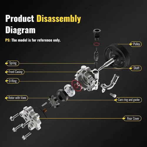 Miniatura 5 de TUCAREST Bomba de dirección asistida 96-331 (Para 2.5L 2458cc Aspirado naturalmente; Eng. EJ253) Compatible con 2009-2010 Su-baru Forester