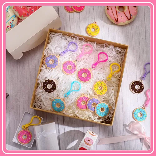 Miniatura 7 de Jadive 24 Piezas Dulces Favores de Fiesta de Dona Llavero de Dona Tema de Rosquilla Dulce Suministros de Fiesta de Cumpleaños Adorno Colgante