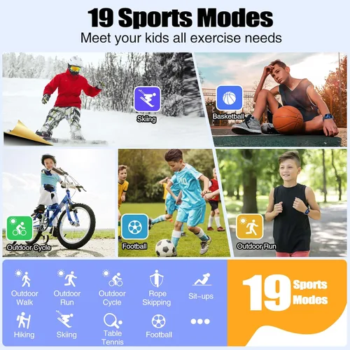 Miniatura 3 de meoonley Reloj para niñas y niños con impermeabilidad IP68, reloj para niñas con 19 modos deportivos, seguimiento del sueño, podómetro, cronómetro
