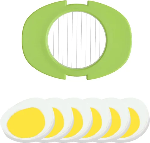 Miniatura 4 de Juego de rebanador de huevos con 3 cortadores - Corta huevos duros en rodajas finas, gajos o mitades - Rebanar huevos manualmente fácil - Sin