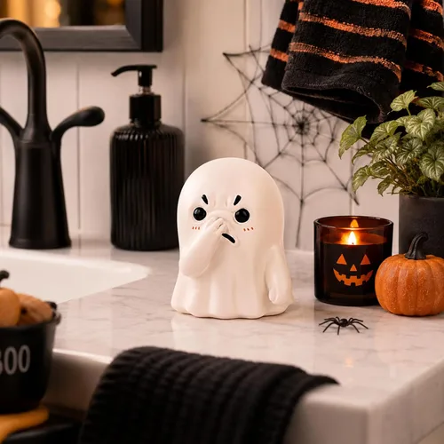 Miniatura 7 de Linda estatua de fantasma de nariz sostenible, decoración de estante de baño peculiar, divertida decoración de inodoro, regalo creativo único