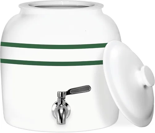 Miniatura 6 de Geo Sports Bottles Geo Sports - Dispensador de agua de cerámica de porcelana, grifo de acero inoxidable, válvula y tapa incluidas. Se adapta a Rayas