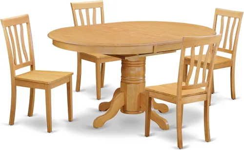 Miniatura 14 de East West Furniture AVAT7-BLK-W Juego de mesa de comedor moderno de 7 piezas consta de una mesa de madera ovalada con hoja de mariposa y 6 sillas