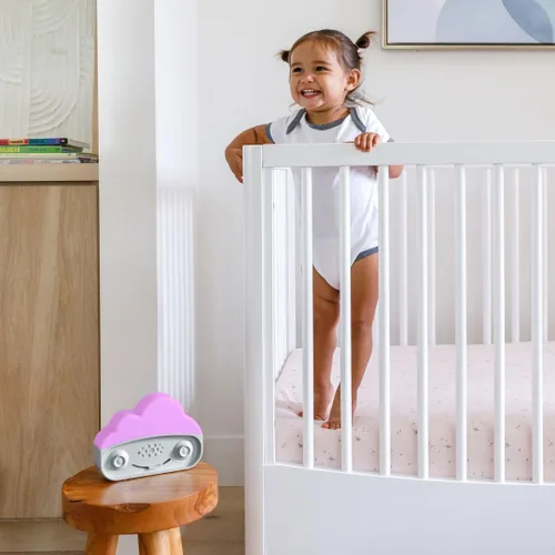Miniatura 3 de Happiest Baby SNOObie - Máquina inteligente de ruido blanco, máquina de sonido portátil para bebés con luz nocturna, 12 sonidos relajantes para Gris