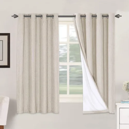 Miniatura 44 de H.VERSAILTEX Cortinas opacas de lino de 72 pulgadas de largo, 100% absolutamente opacas, con aislamiento térmico, con textura de lino, cortinas