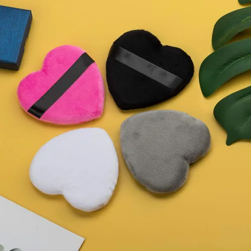 Miniatura 4 de OIIKI 4 esponjas de maquillaje, esponja de poliéster en polvo, esponjas, limpiador de licuadora, en forma de amor con correa, para cosméticos