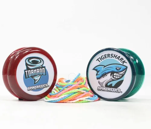 Miniatura 2 de Spintastics Juego de yoyo intermedio: incluye (1) Yoyo de tiburón tigre (1) yoyo Tornado y un paquete de 5 cuerdas. Los colores varían