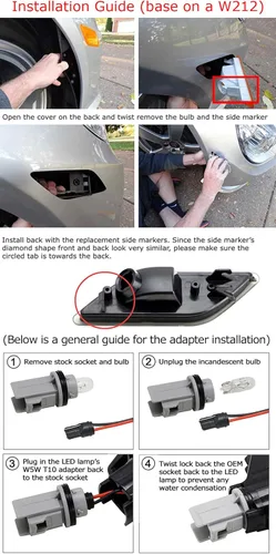 Miniatura 9 de iJDMTOY Lente transparente/blanca ámbar tira de luz LED frontal lateral compatible con Mercedes W221 Pre-LC S320 S350 S400 S500 S550 S550 S600