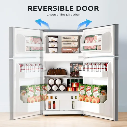 Miniatura 5 de Antarctic Star Refrigerador compacto de 3.1 pies cúbicos con congelador, mini refrigerador de 2 puertas con estantes extraíbles ajustables