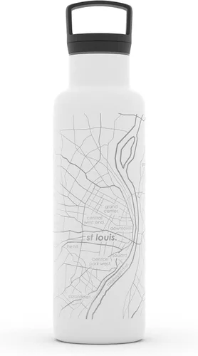 Miniatura 45 de Well Told Botella de agua aislada con mapa de Washington DC grabado, botella de acero inoxidable grabada (21 onzas, blanco) botella aislada de mapa