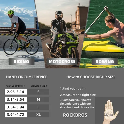 Miniatura 6 de ROCKBROS Guantes de ciclismo, guantes de ciclismo para hombres y mujeres, guantes de bicicleta de carretera MTB, almohadilla de gel absorbente